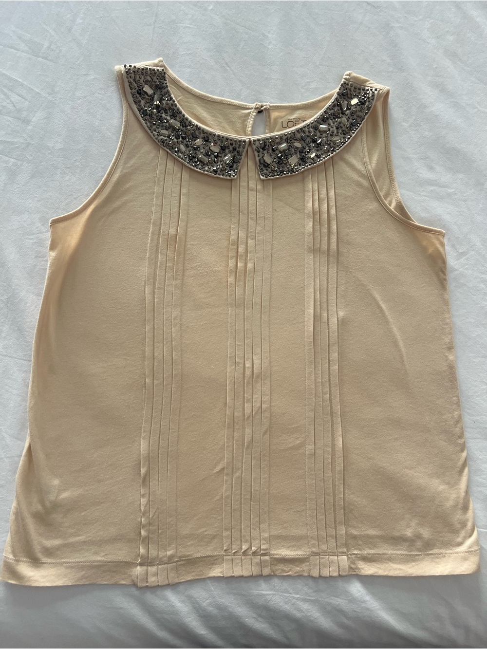 LOFT Cream Dress with Sequin Collar